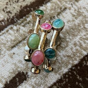 Elegant Gold Multi-Stone Bracelet Set